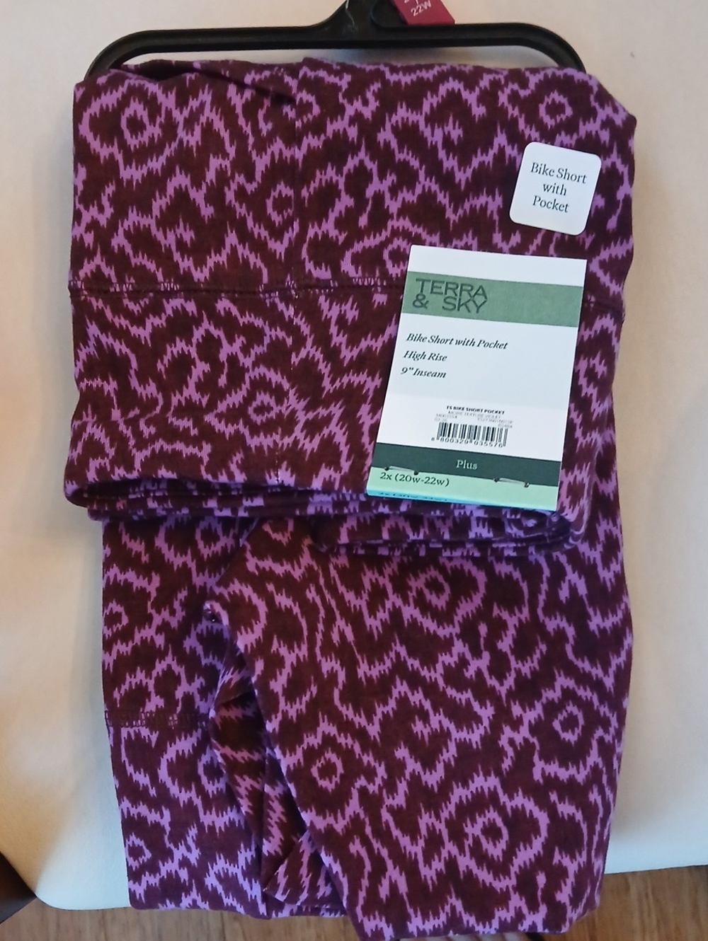 Terra & Sky Gl Purple Bike Shorts with Pocket Size 2X 20w-22w